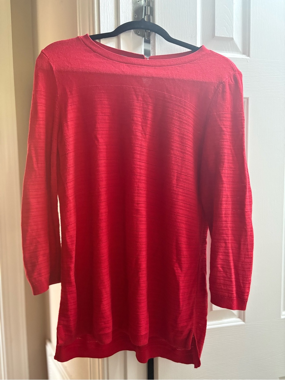 Talbots Red Crewneck Lightweight Knit Top